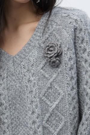 [25FW] WOMAN 핸드메이드 니트 플라워 브로치 세트 [3COL] / WBE4L98523