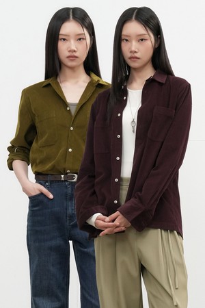[25FW] UNISEX 슬림핏 코듀로이 오픈카라 셔츠 [3COL] / SBE3U03006