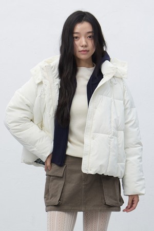[25FW] WOMAN 스퀘어 퀼팅 후드 숏 푸퍼 [3COL] / WBE4L07537