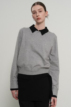 WOMAN 릴렉스드 카라 레이어드 풀오버 [3COL] / GF1LKP502