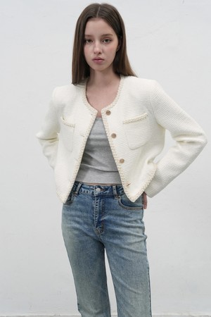 [26SS] WOMAN 트리밍 크롭 트위드 자켓 [2COL] / WBE4L55519