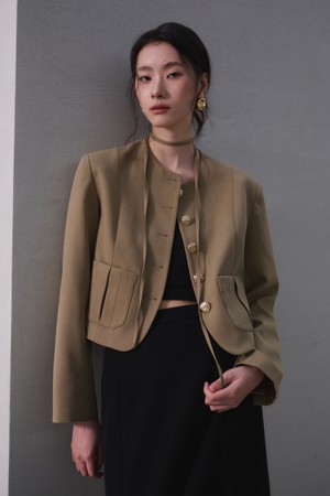 WOMAN 스트랩 노카라 자켓 [2COL] / GF1LJK504