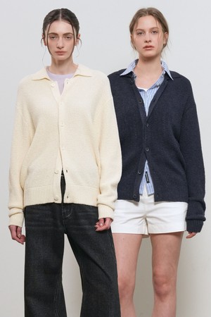 UNISEX 와플 부클 카라 가디건 [3COL] / GF1UKC001