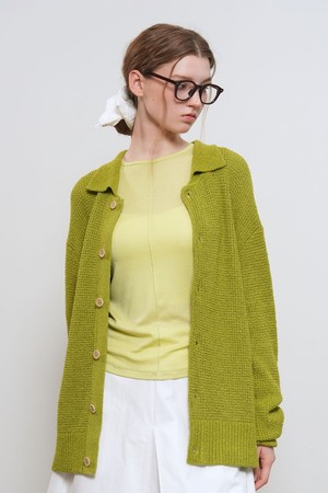 UNISEX 와플 부클 카라 가디건 [3COL] / GF1UKC001