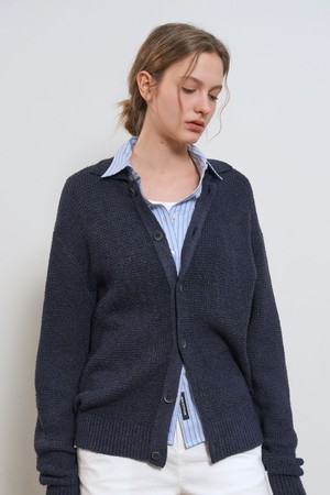 UNISEX 와플 부클 카라 가디건 [3COL] / GF1UKC001