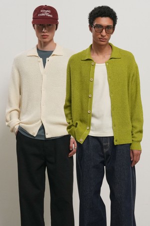 UNISEX 와플 부클 카라 가디건 [3COL] / GF1UKC001