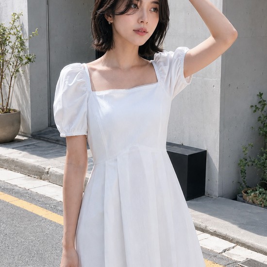[26SS] WOMAN 스퀘어넥 퍼프 미니 원피스 [2COL] / GF2LOP523