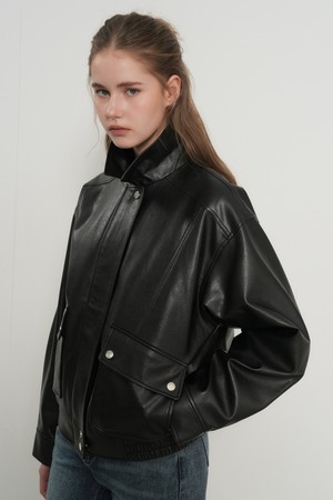 [26SS] WOMAN 페이크 레더 포켓 블루종 점퍼 [2COL] / GF1LJK502