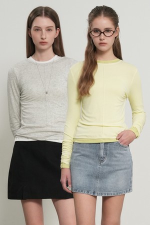 [26SS] WOMAN 에어리 라운드넥 핀턱 티셔츠 [8COL] / GF1LTS505