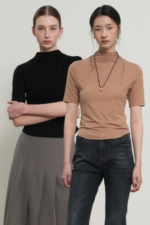 WOMAN 아세테이트 모크넥 반팔티 [4COL] / GF1LTS501