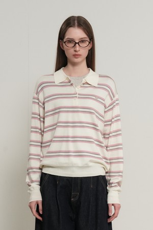 [26SS] WOMAN 멀티 스트라이프 루즈 카라 니트 [3COL] / WBE1L05503