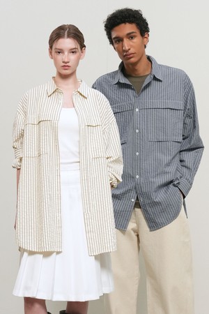 [26SS] UNISEX 루즈핏 스트라이프 포켓 셔츠 [3COL] / GF1USH001