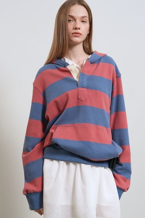 [26SS] UNISEX 오픈 버튼 스트라이프 후드티 [3COL] / GF1UTS002