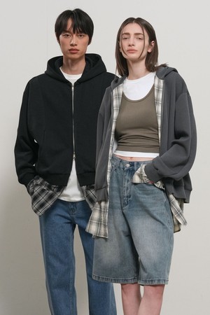 [26SS] UNISEX 셔츠 레이어드 후드집업 2COL / GF1UJP004