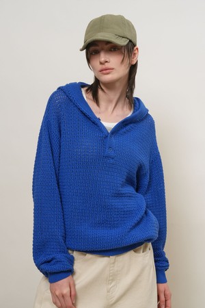 [26SS] UNISEX 크로셰 후디드 니트 [3COL] / GF1UKP010