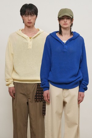 [26SS] UNISEX 크로셰 후디드 니트 [3COL] / GF1UKP010