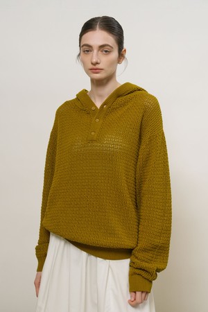 [26SS] UNISEX 크로셰 후디드 니트 [3COL] / GF1UKP010