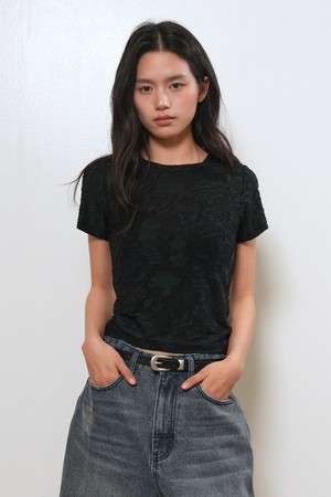 [26SS] WOMAN 플로럴 시어 반팔 티셔츠 [3COL] / GF2LTS508