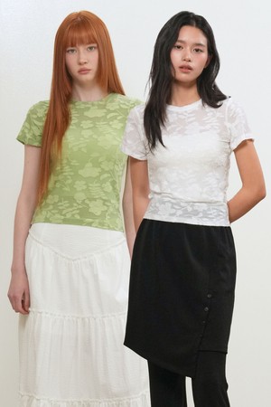 [26SS] WOMAN 플로럴 시어 반팔 티셔츠 [3COL] / GF2LTS508