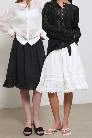 [26SS] WOMAN 레이스 플레어 미디 스커트 [2COL] / GF2LSK509