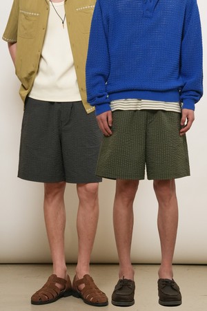 [26SS] MAN 시어서커 체크 하프 밴딩 팬츠 [2COL] / GF1UHP009