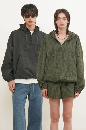 [26SS] UNISEX 시어서커 체크 후드 아노락 [2COL] / GF1UJK009