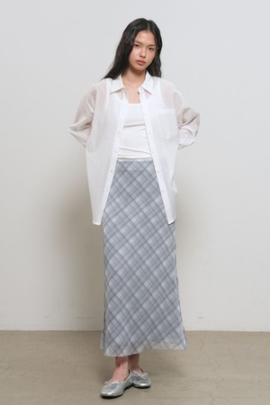 [26SS] WOMAN 체크 시어 롱 스커트 [3COL] / GF2LSK510