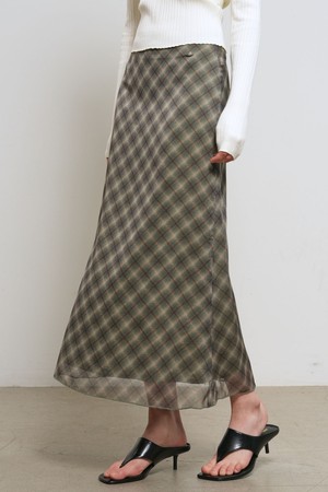 [26SS] WOMAN 체크 시어 롱 스커트 [3COL] / GF2LSK510