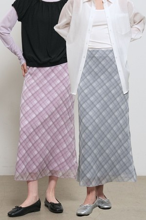 [26SS] WOMAN 체크 시어 롱 스커트 [3COL] / GF2LSK510