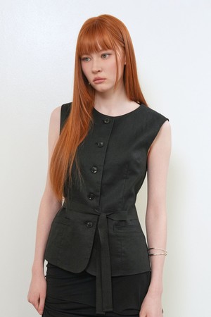 [26SS] WOMAN 린넨 클래식 베스트 [BLACK] / GF2LWV501