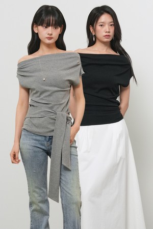 [26SS] WOMAN 언발란스 드레이프 스트랩 티셔츠 [3COL] / GF2LTS531