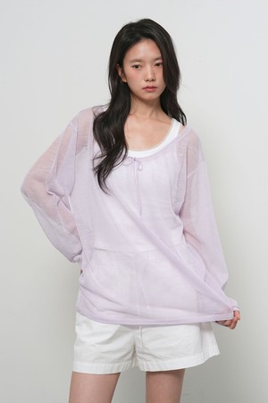 [26SS] WOMAN 시스루 넥 스트링 니트 풀오버 [3COL] / GF2LKP543