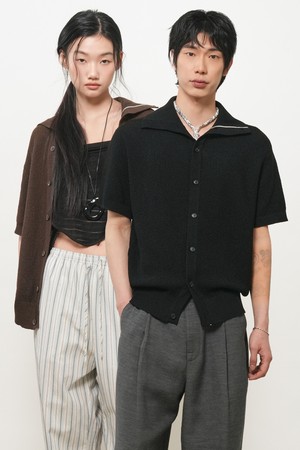 [26SS] UNISEX 배색 라인 카라 가디건 [3COL] / GF2UKC017