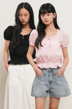 [26SS] WOMAN 레이스 핀턱 퍼프 블라우스 [3COL] / GF2LSH523
