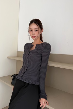 [코오롱몰 단독] [26FW] WOMAN 리브드 슬림 가디건 세트 [CHARCOAL] / GF3LKC520SET