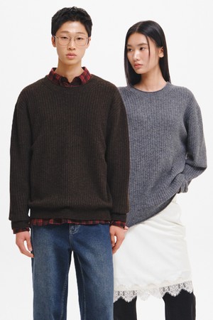 UNISEX 롤링 디테일 크루넥 풀오버 [2COL] / GF3UKP001