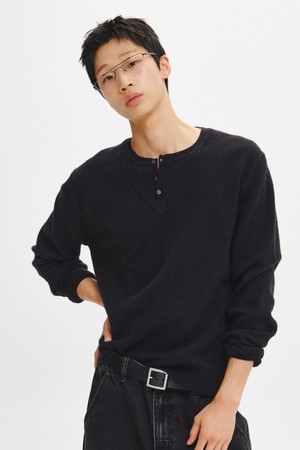 MAN 브이넥 레이어드 헨리넥 니트 [3COL] / GF3MKP007