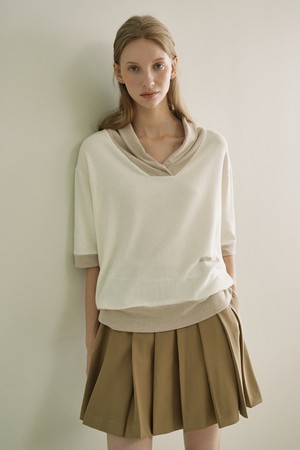 숄카라 배색 5부 니트_IVORY-a