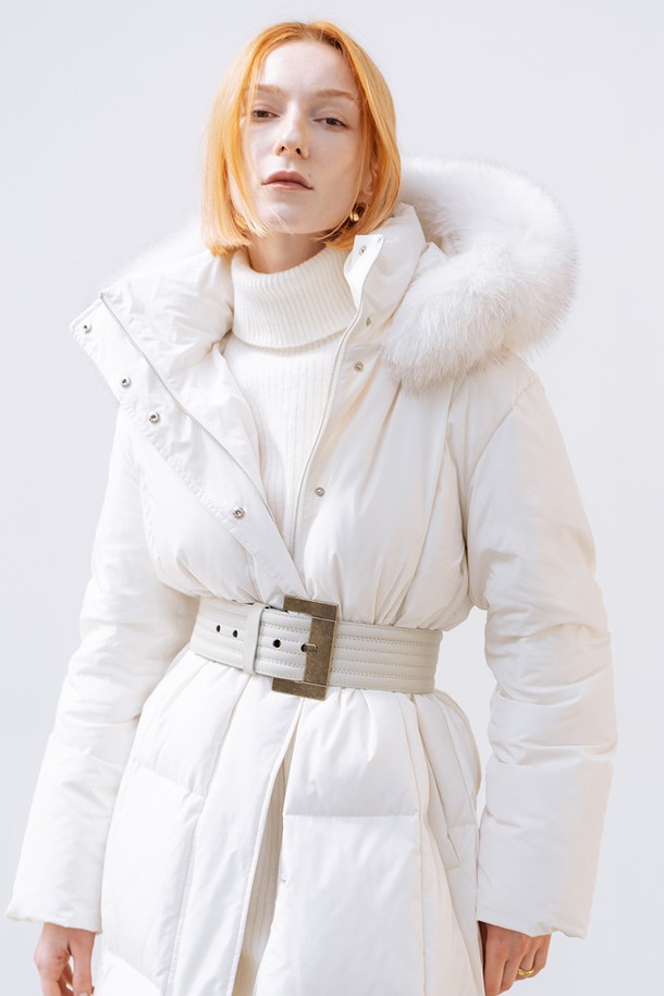 cordinary - 패딩 - [22FW] Long goose-down puffer with fox fur hood - ivory