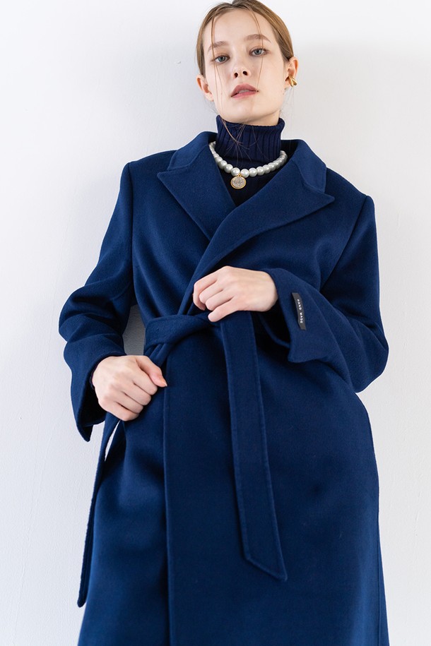 cordinary - 코트 - [22FW] Cashmere belt detailed wrap coat - navy