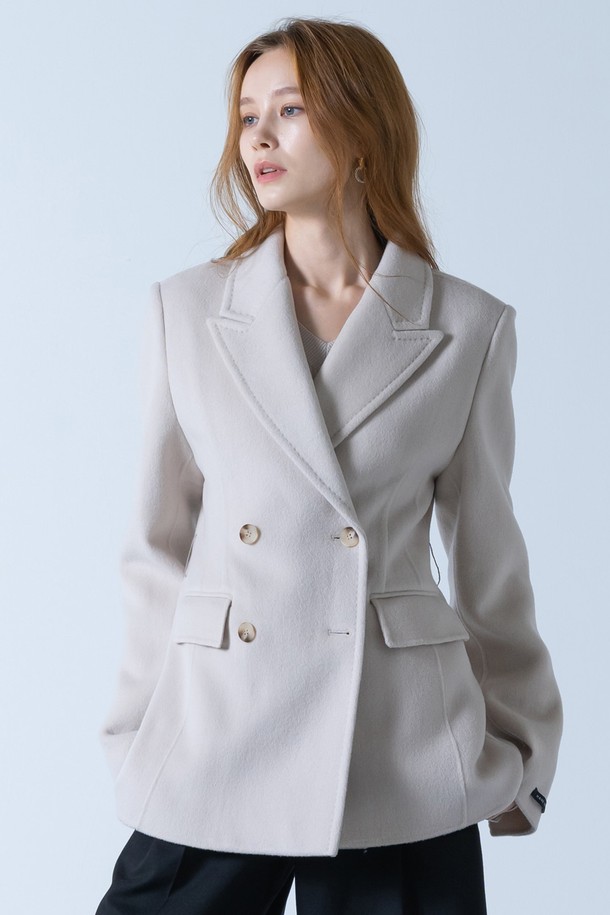 cordinary - 코트 - [22FW] Short double breasted wool coat - lightgrey