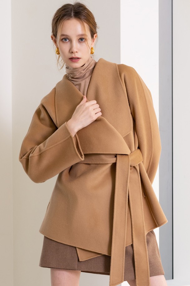 cordinary - 코트 - [22FW] Signature cashmere shawl collar short coat - camel