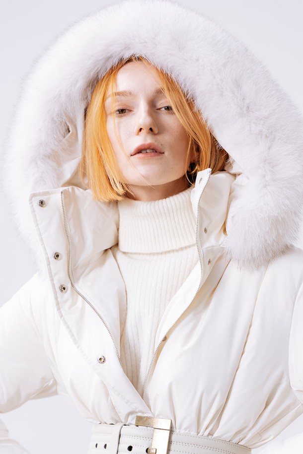 cordinary - 패딩 - [22FW] Long goose-down puffer with fox fur hood - ivory