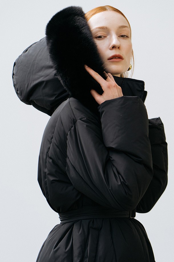 cordinary - 코트 - [22FW] Long goose-down puffer with fox fur hood - black