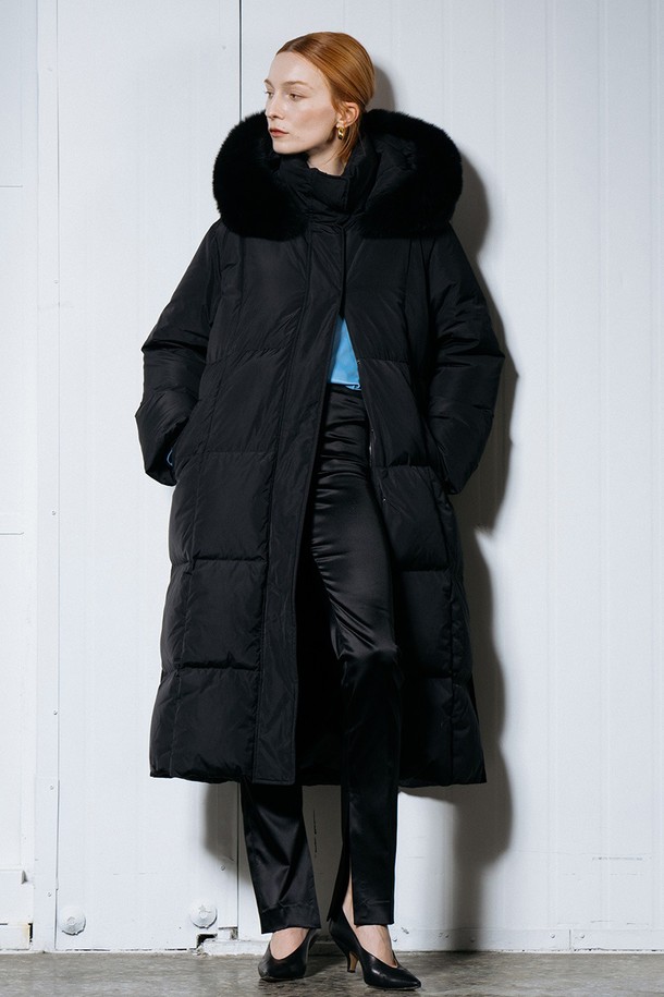 cordinary - 코트 - [22FW] Long goose-down puffer with fox fur hood - black