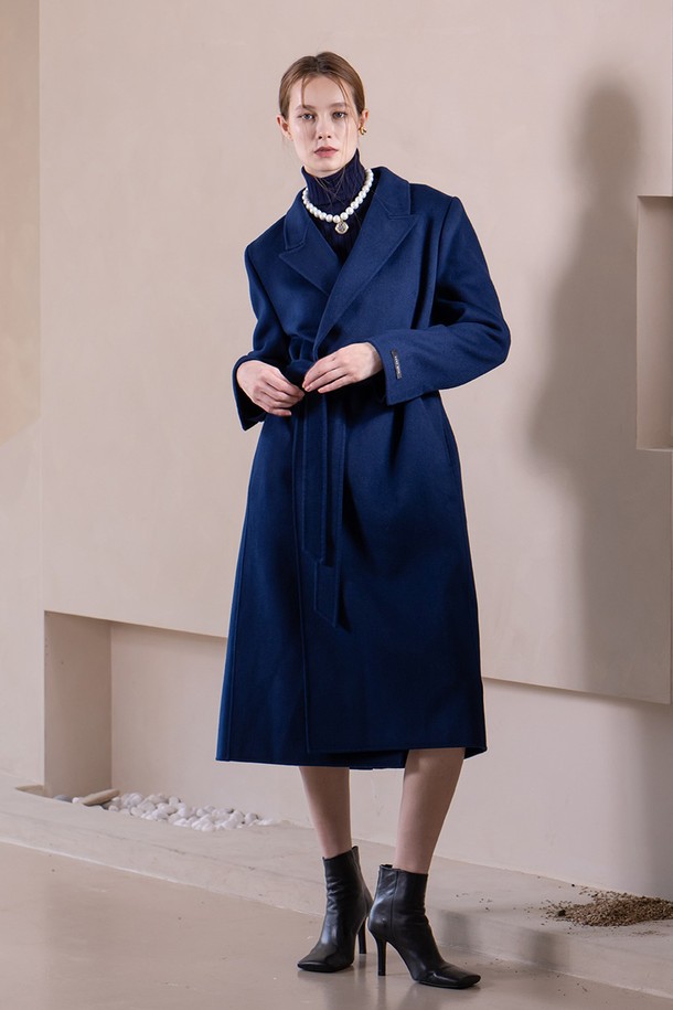 cordinary - 코트 - [22FW] Cashmere belt detailed wrap coat - navy