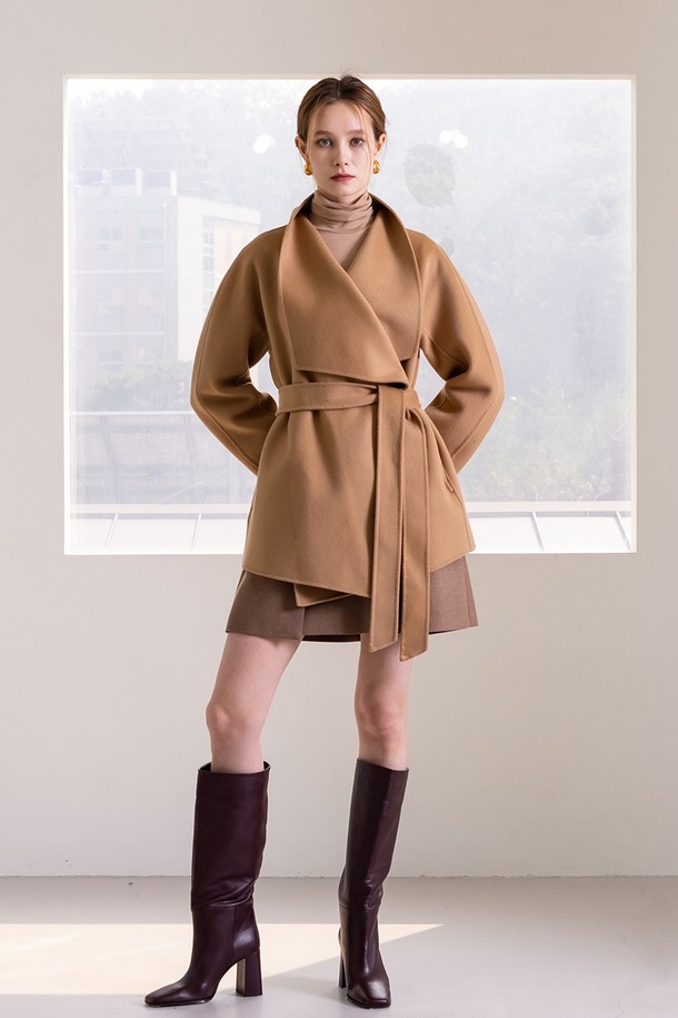 cordinary - 코트 - [22FW] Signature cashmere shawl collar short coat - camel