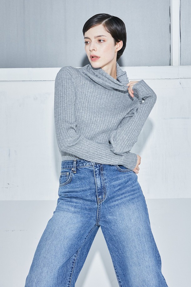 cordinary - 니트 / 가디건 - Cashmere soft turtleneck - melangegrey