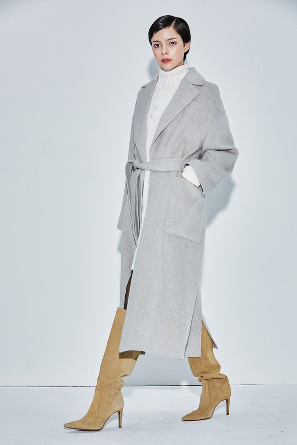 cordinary - 코트 - Cashmere out pocket belted coat - oatgrey