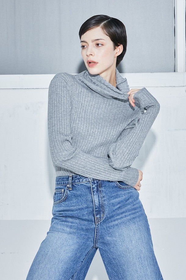 cordinary - 니트 / 가디건 - Cashmere soft turtleneck - melangegrey